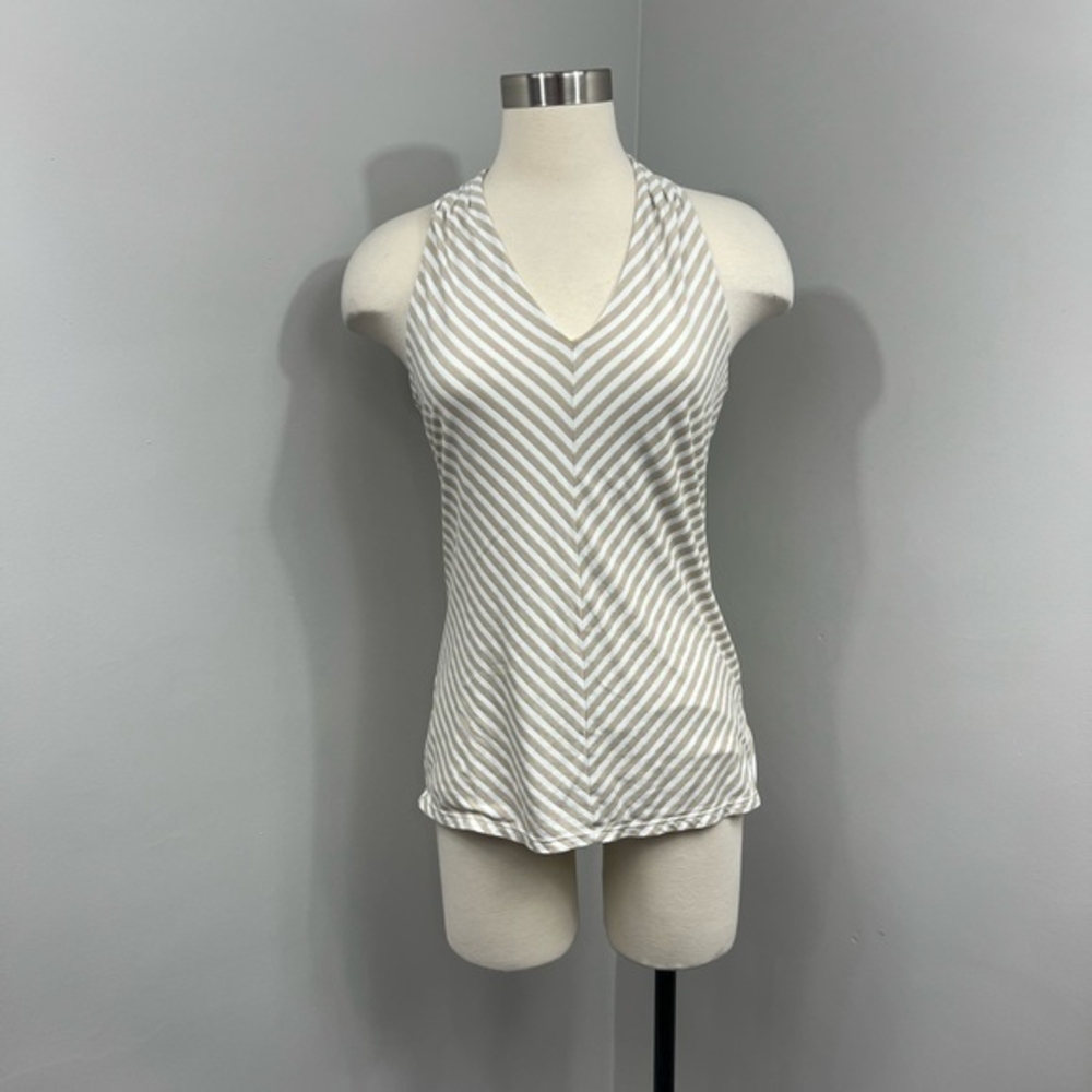 WHBM Tan Stripe Blouse